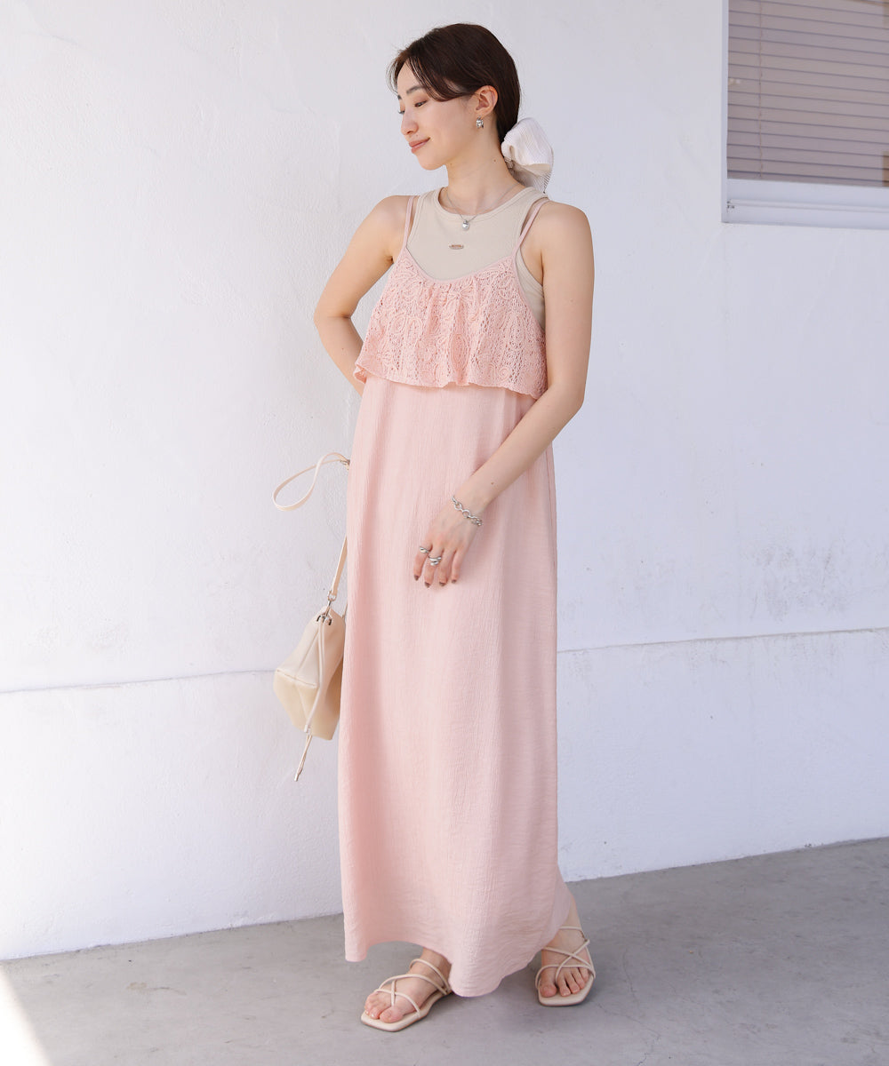 【S・Mサイズ展開】コード刺繍使いキャミワンピース