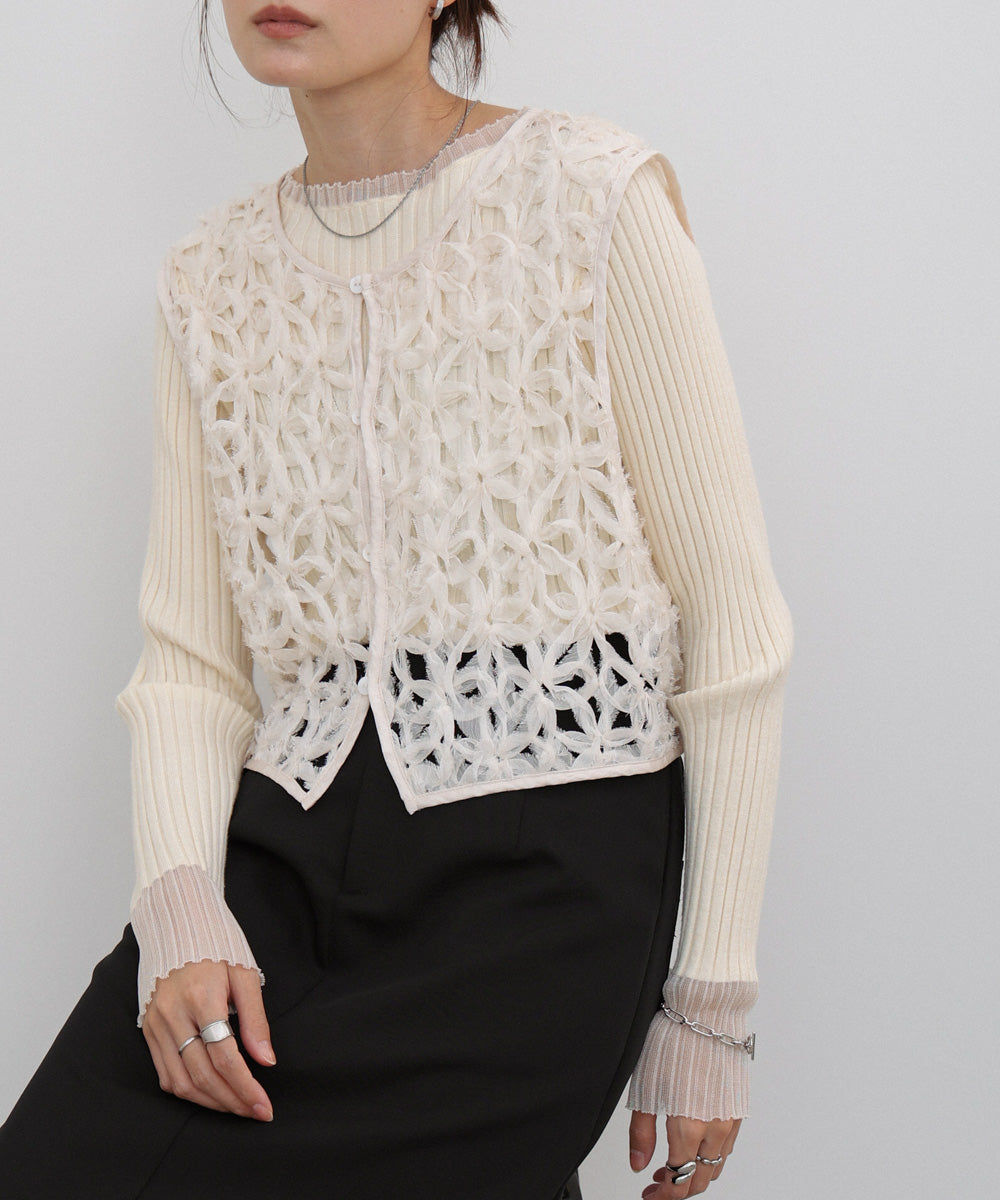 前後２ＷＡＹフラワーレースベスト