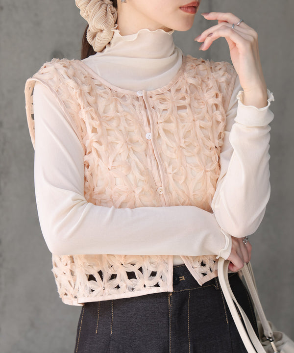 前後２ＷＡＹフラワーレースベスト