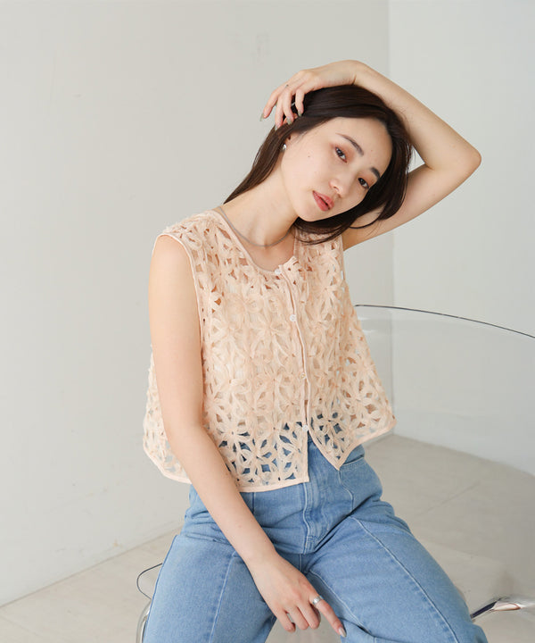 前後２ＷＡＹフラワーレースベスト