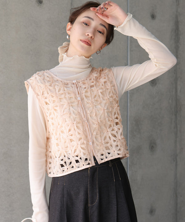 前後２ＷＡＹフラワーレースベスト