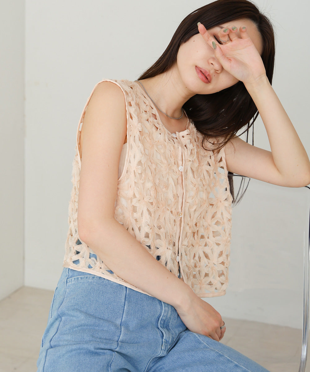 前後２ＷＡＹフラワーレースベスト