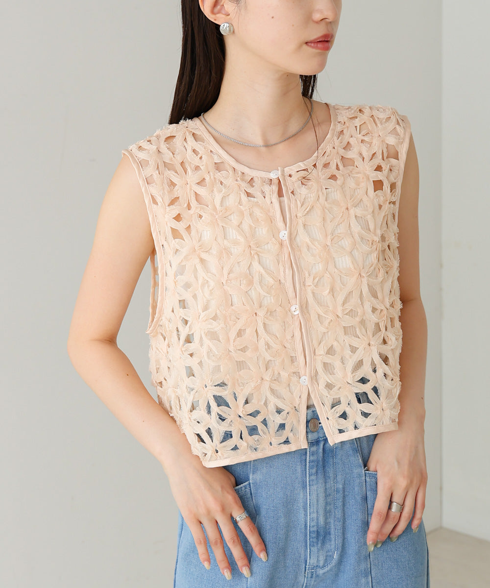 前後２ＷＡＹフラワーレースベスト