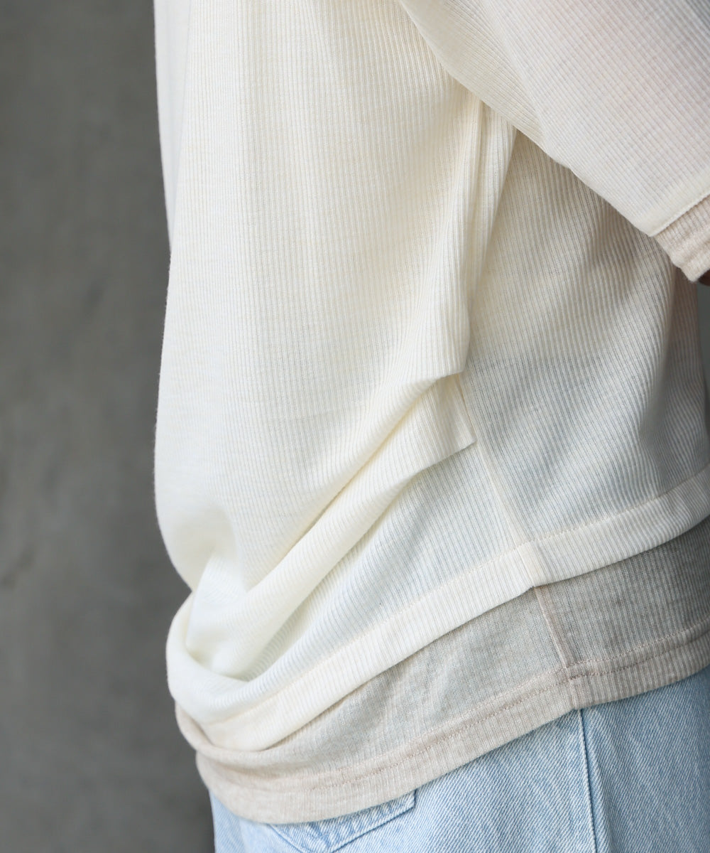 レイヤードオフショル風カットトップス