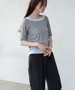 レイヤードオフショル風カットトップス