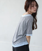 レイヤードオフショル風カットトップス