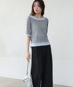 レイヤードオフショル風カットトップス