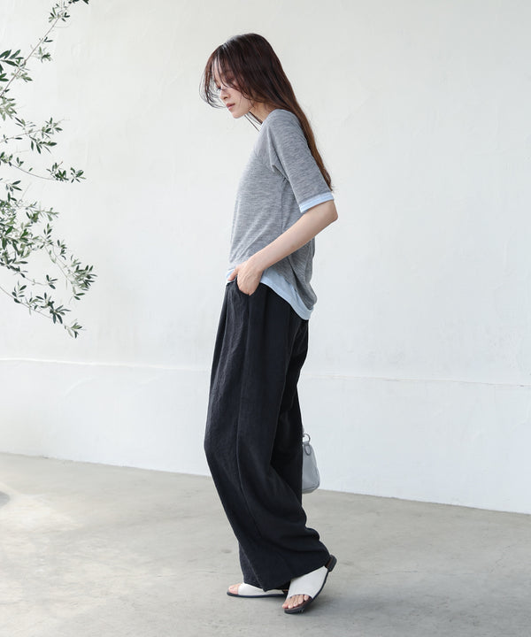 レイヤードオフショル風カットトップス