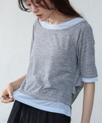 レイヤードオフショル風カットトップス