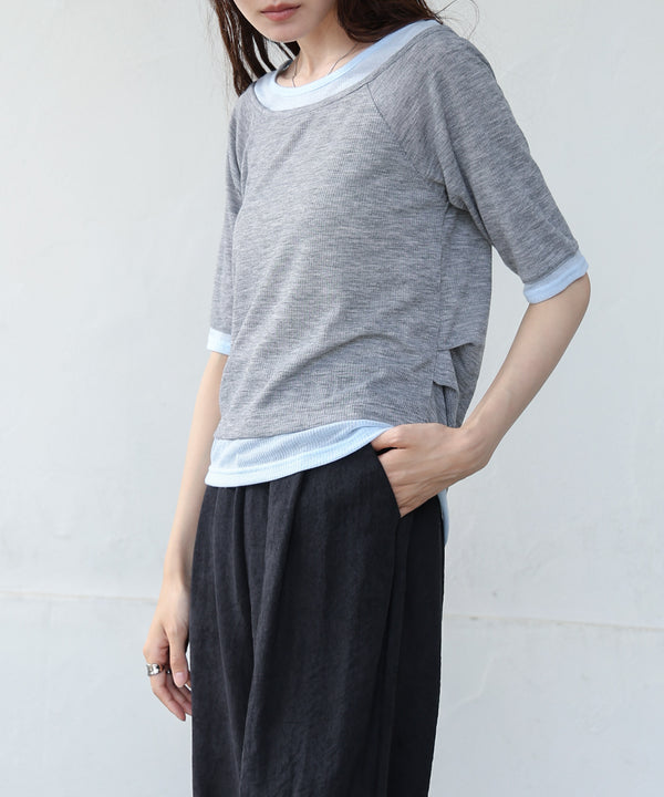 レイヤードオフショル風カットトップス