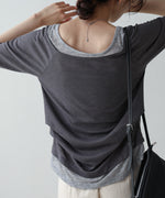 レイヤードオフショル風カットトップス