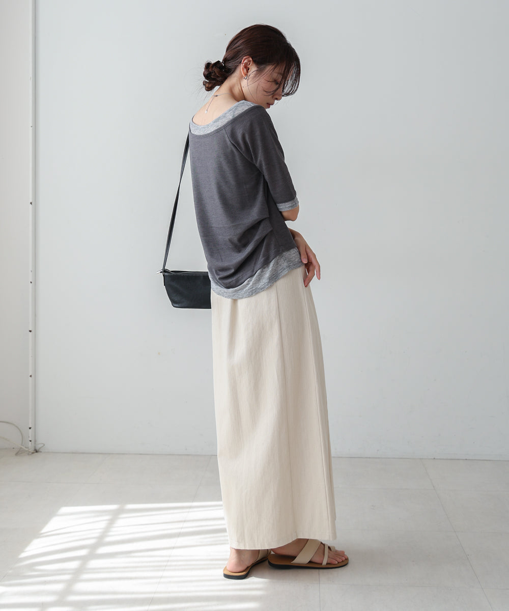 レイヤードオフショル風カットトップス