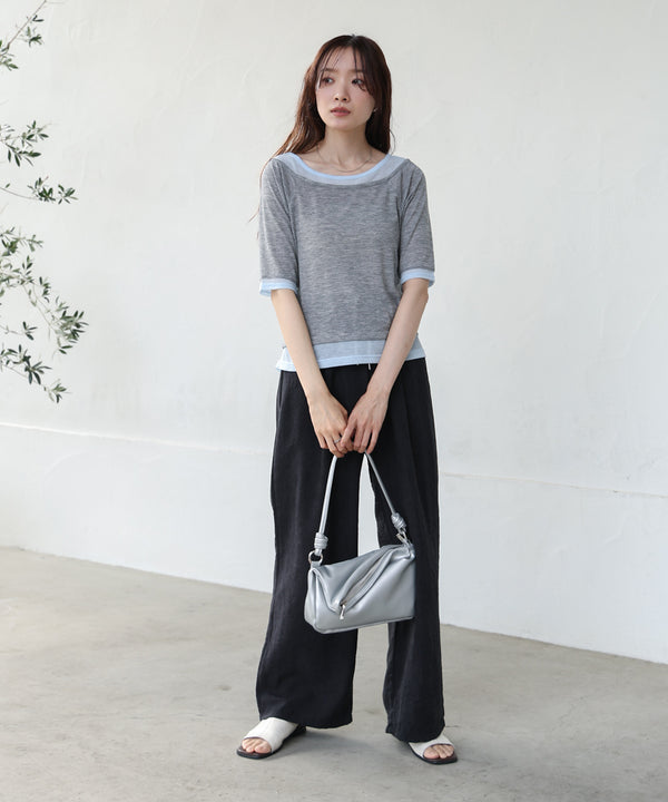 レイヤードオフショル風カットトップス