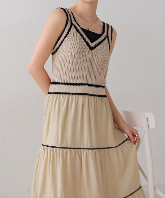 ニットドッキングティアードワンピース