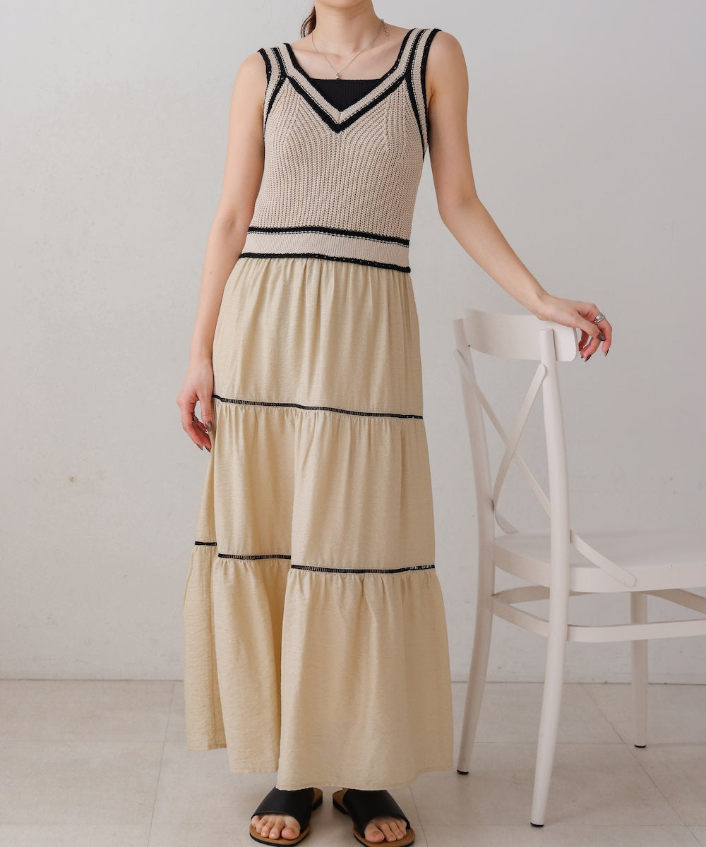 ニットドッキングティアードワンピース