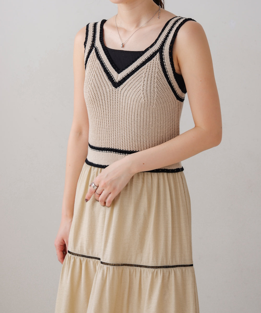 ニットドッキングティアードワンピース