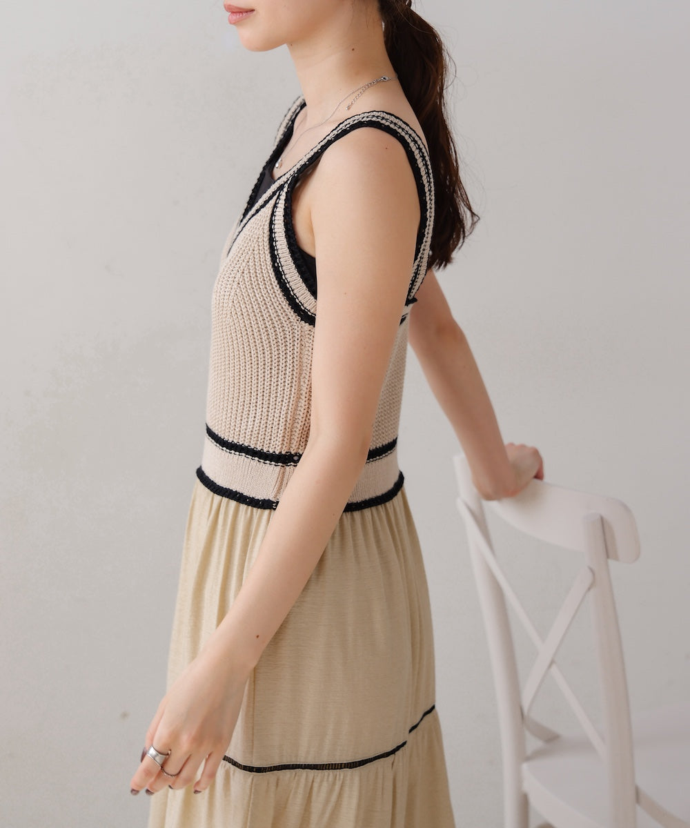 ニットドッキングティアードワンピース