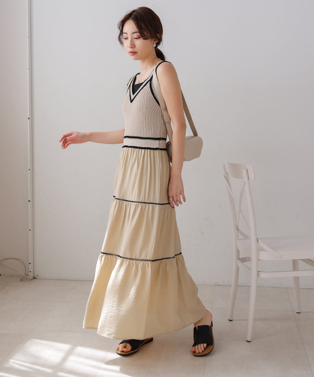 ニットドッキングティアードワンピース