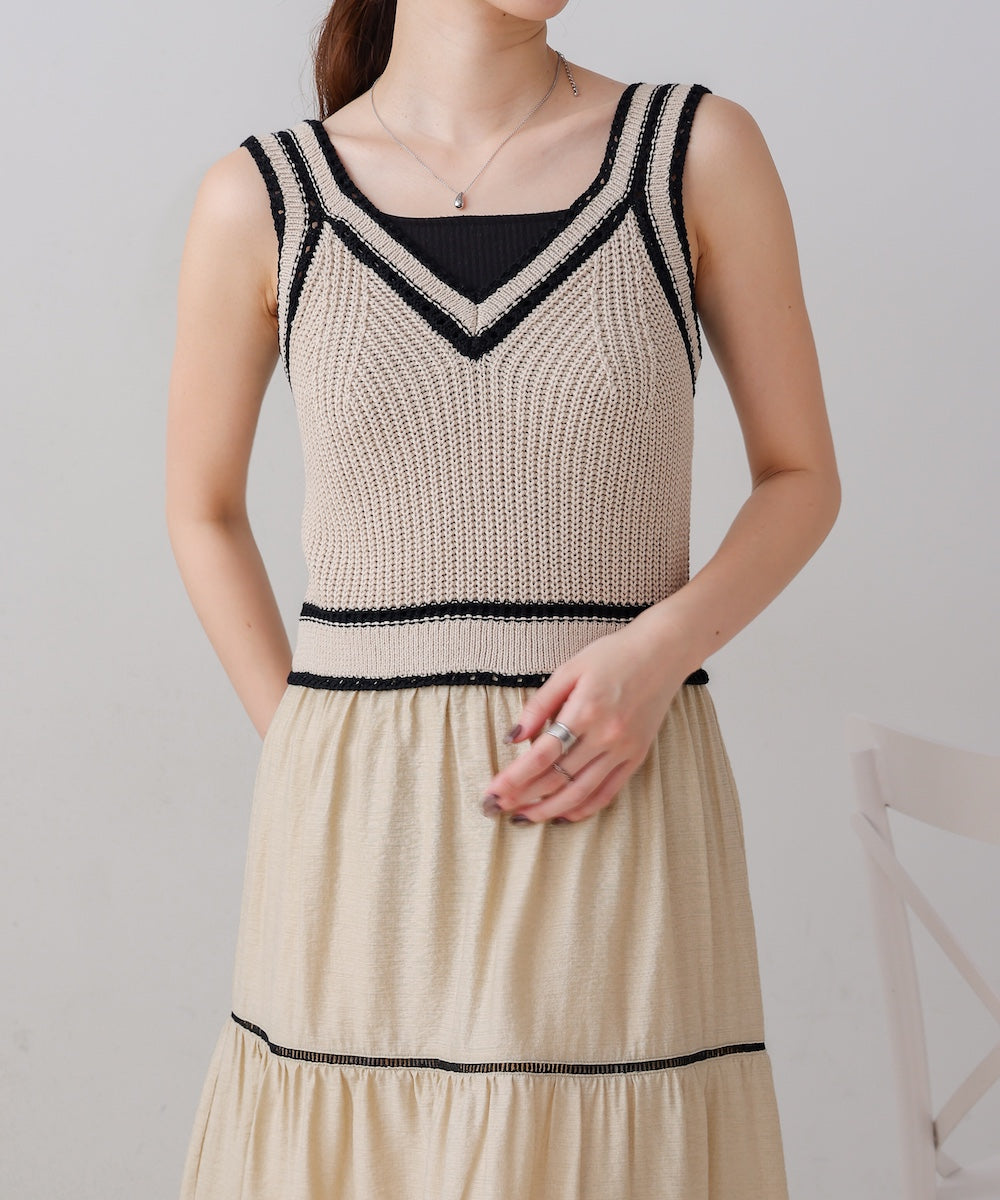 ニットドッキングティアードワンピース