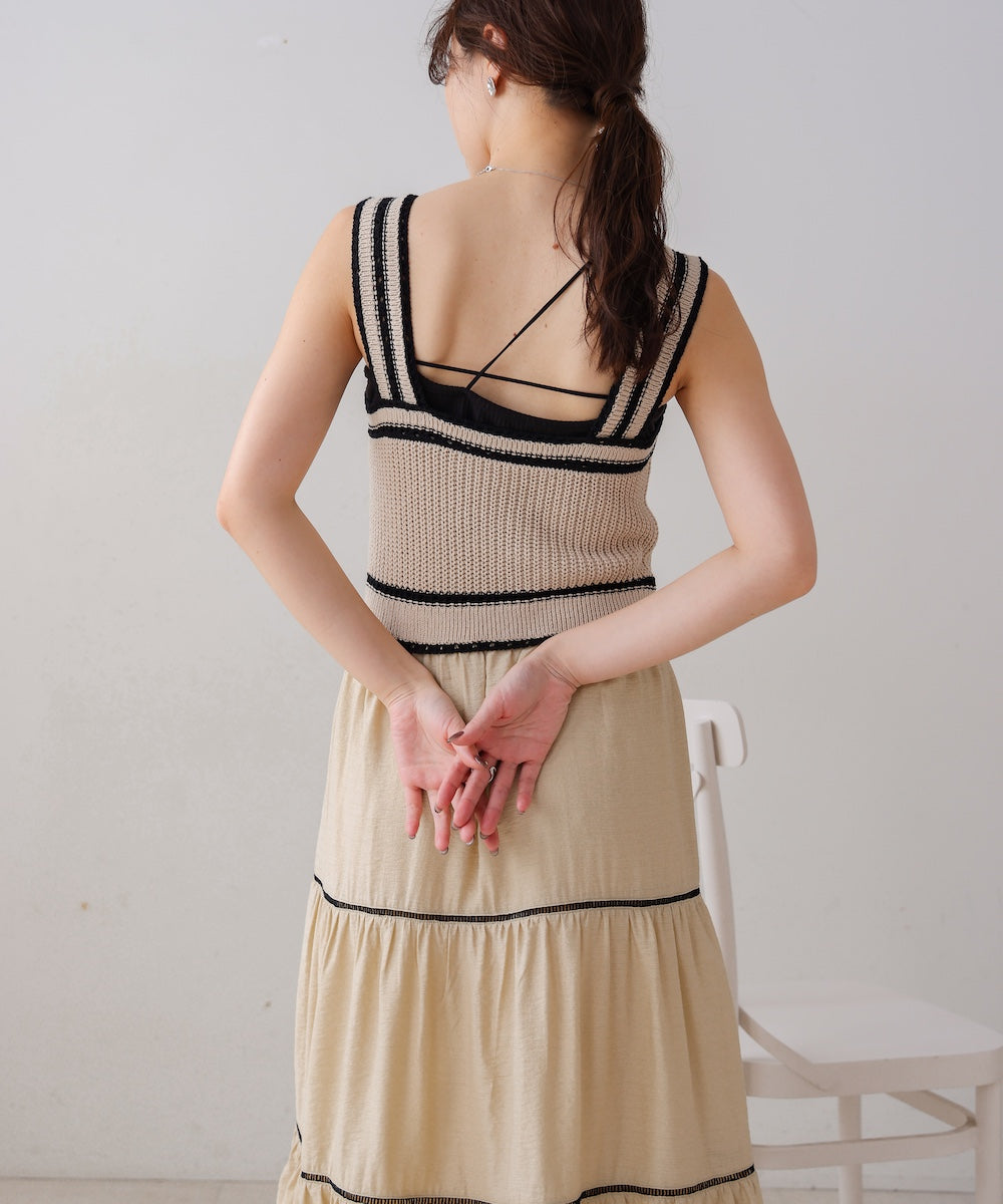 ニットドッキングティアードワンピース