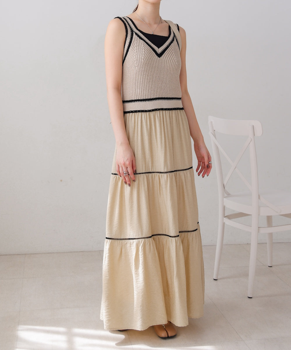 ニットドッキングティアードワンピース