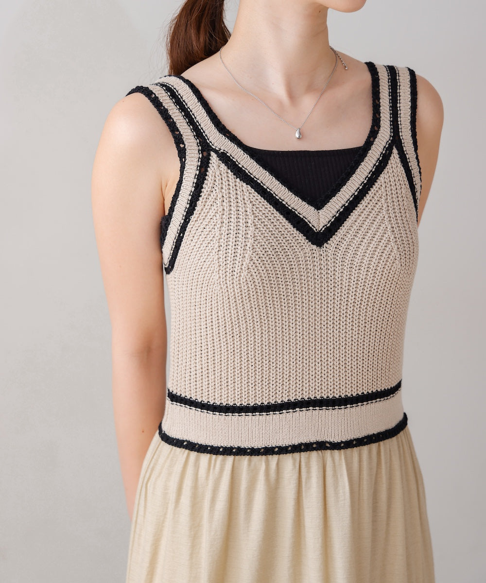 ニットドッキングティアードワンピース