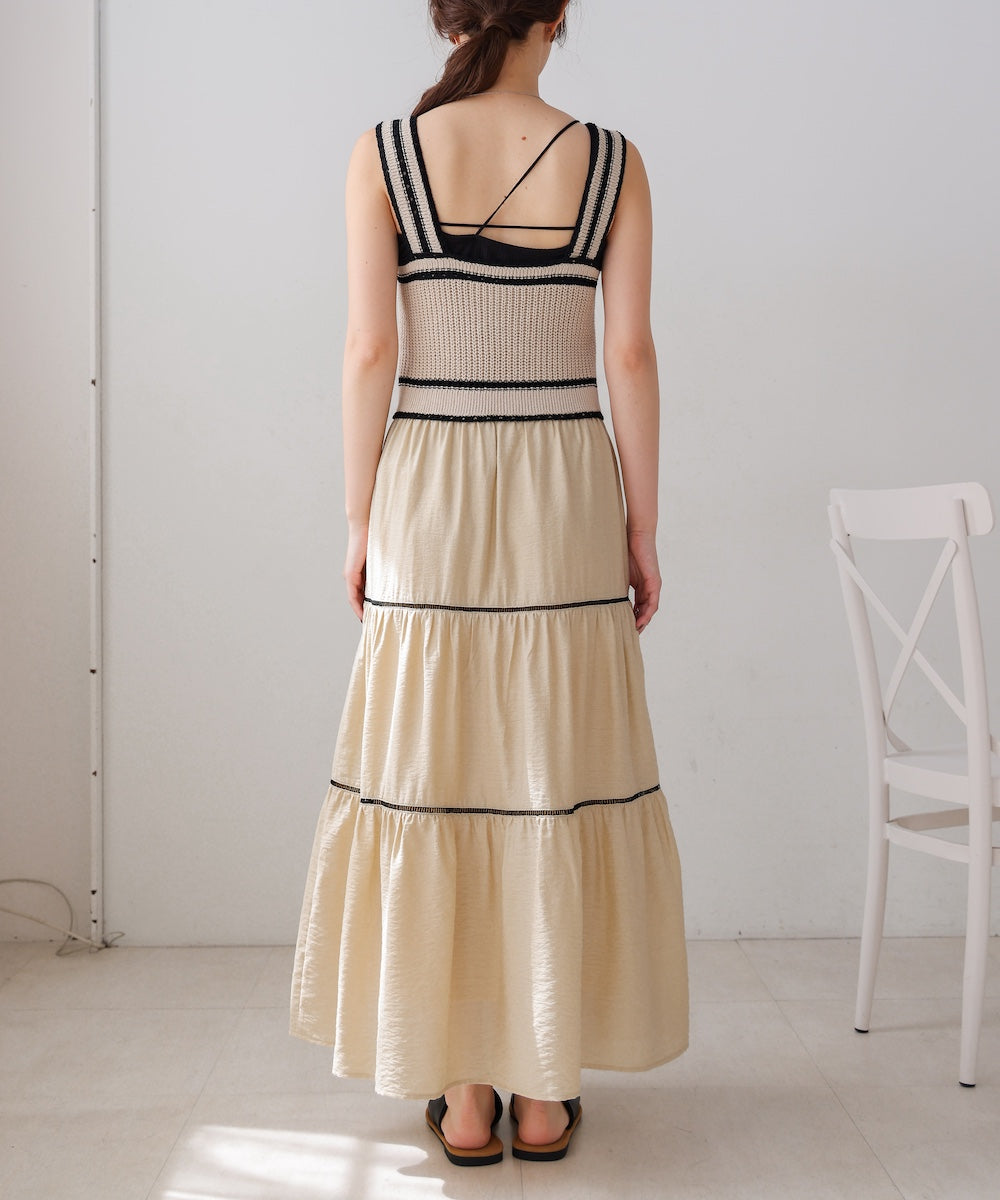 ニットドッキングティアードワンピース