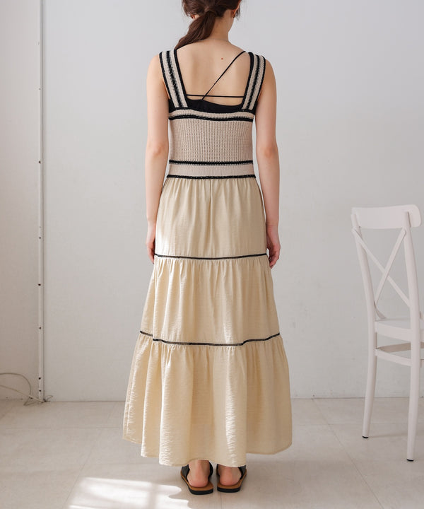 ニットドッキングティアードワンピース