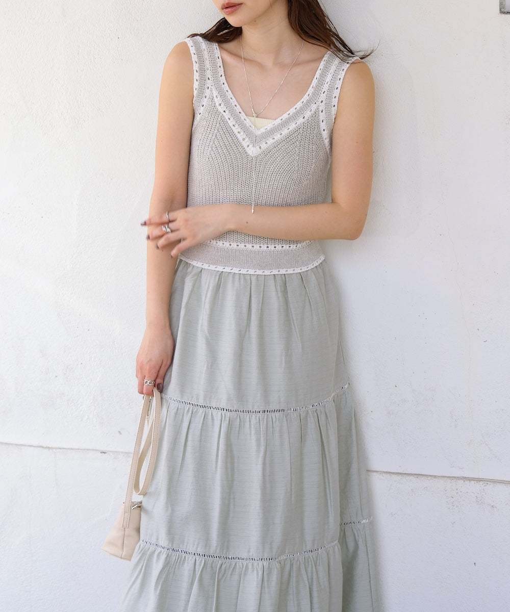 ニットドッキングティアードワンピース