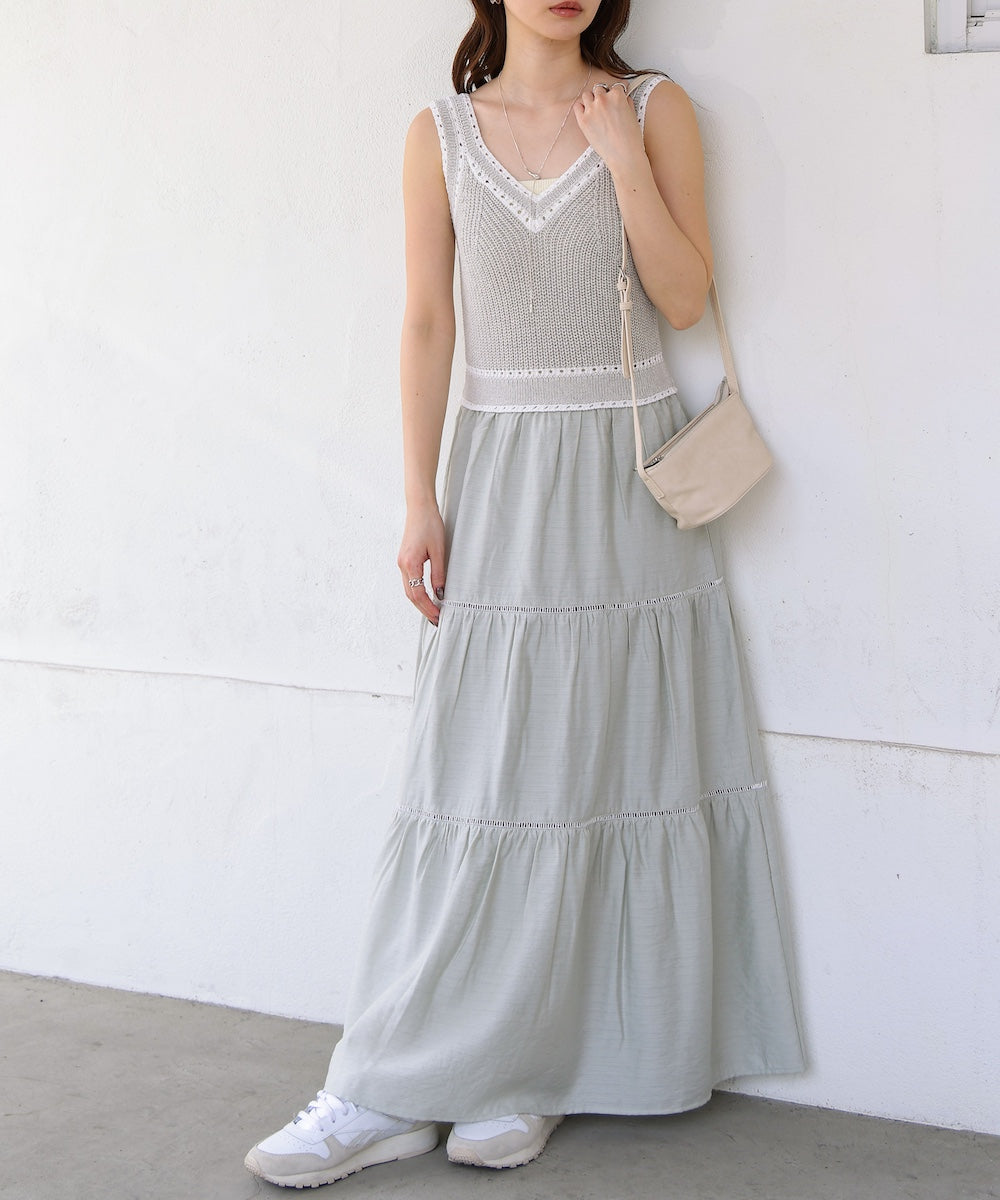 ニットドッキングティアードワンピース