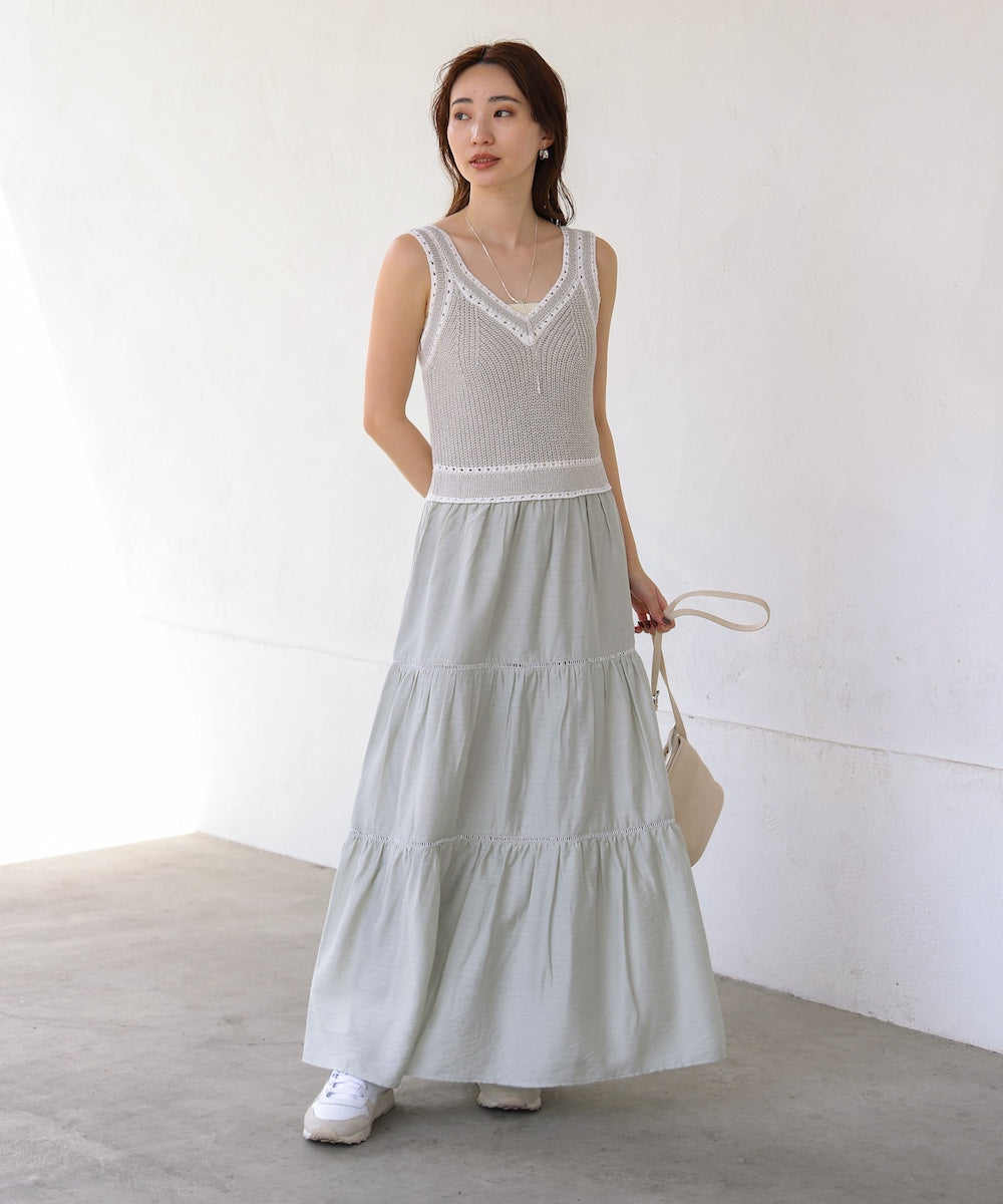 ニットドッキングティアードワンピース