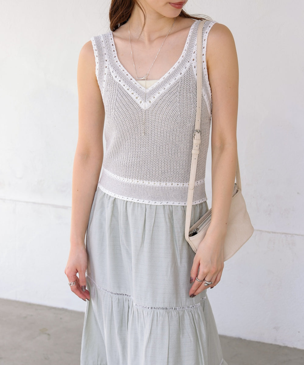 ニットドッキングティアードワンピース