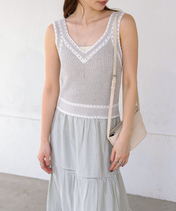 ニットドッキングティアードワンピース