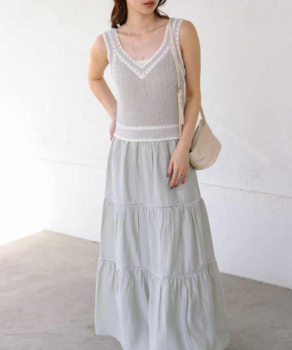 ニットドッキングティアードワンピース