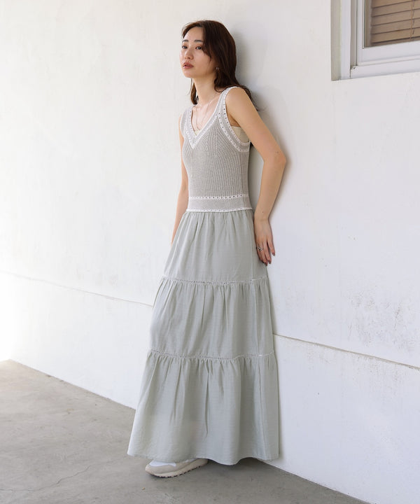 ニットドッキングティアードワンピース