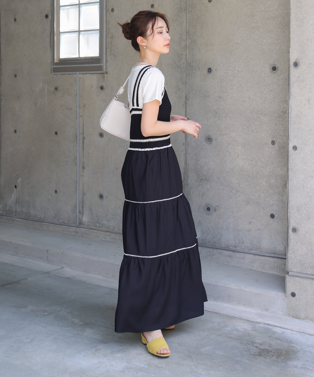 ニットドッキングティアードワンピース