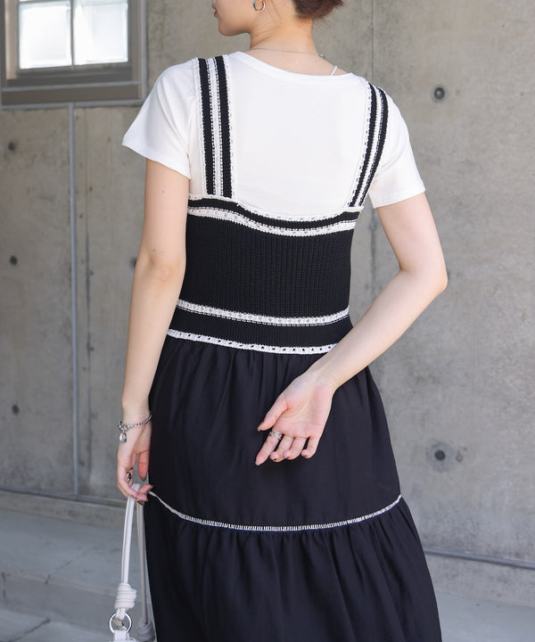 ニットドッキングティアードワンピース