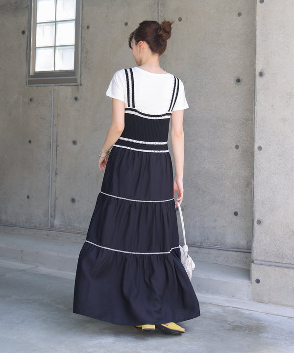 ニットドッキングティアードワンピース