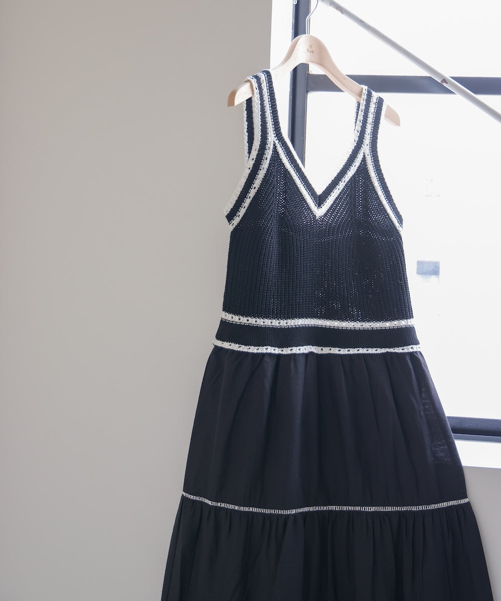 ニットドッキングティアードワンピース