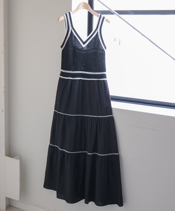 ニットドッキングティアードワンピース