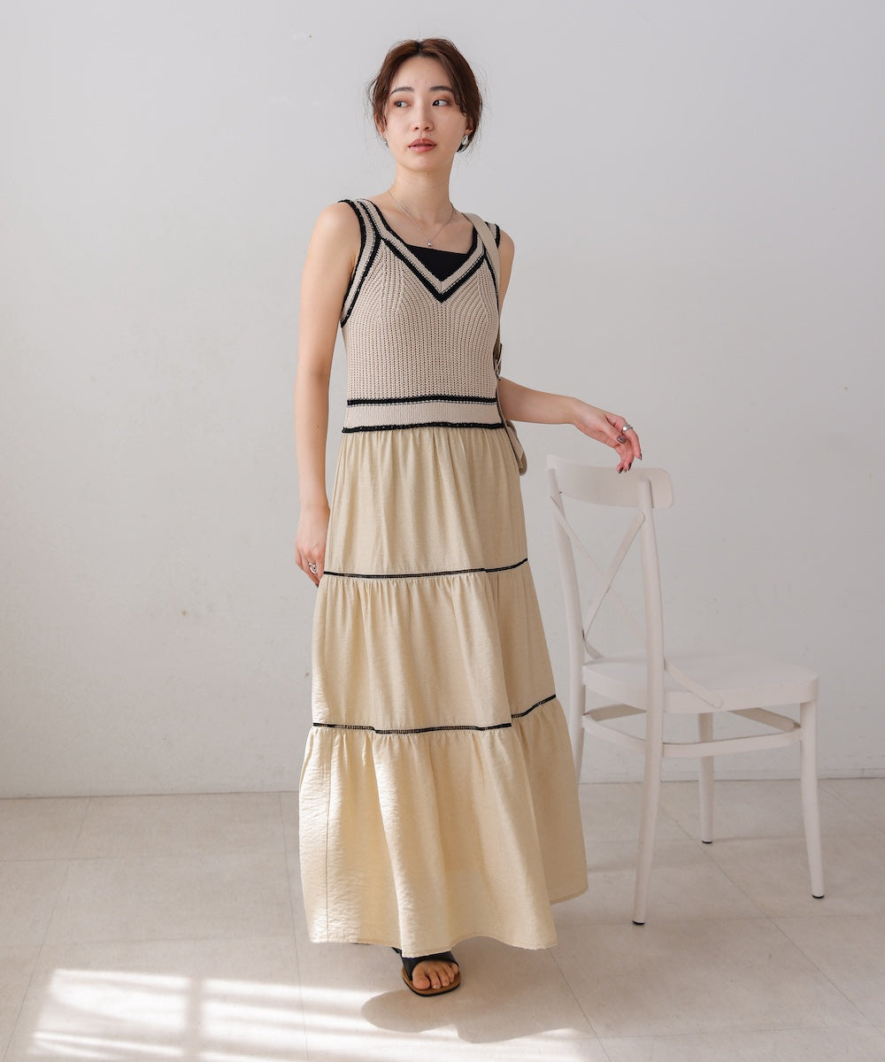 ニットドッキングティアードワンピース