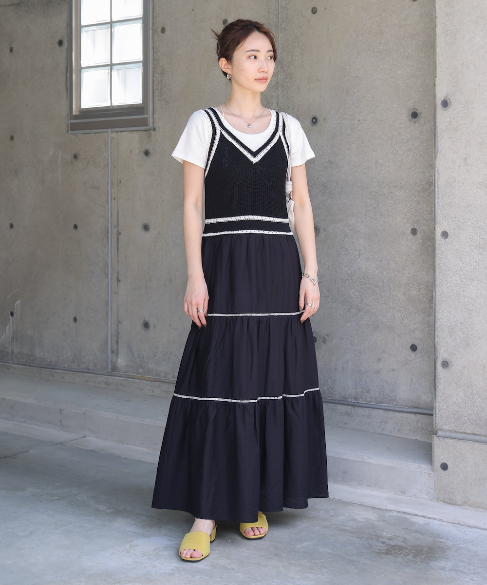 ニットドッキングティアードワンピース