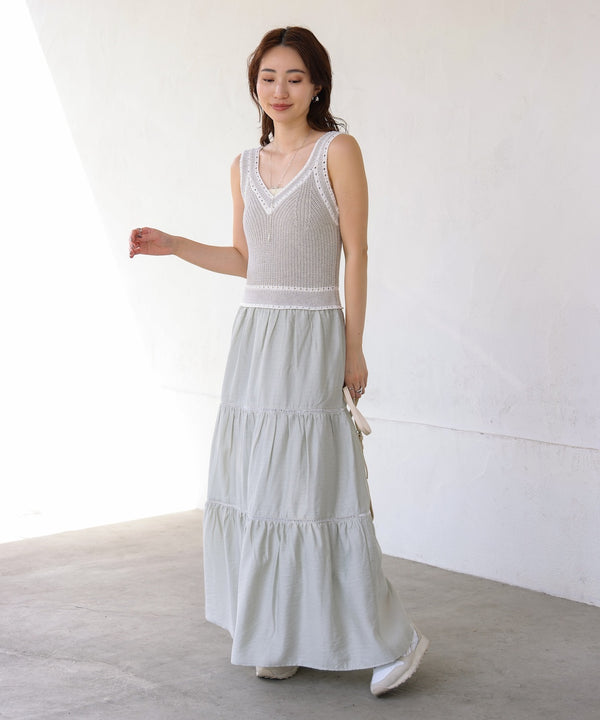 ニットドッキングティアードワンピース