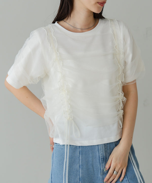 チュールギャザーＴシャツ