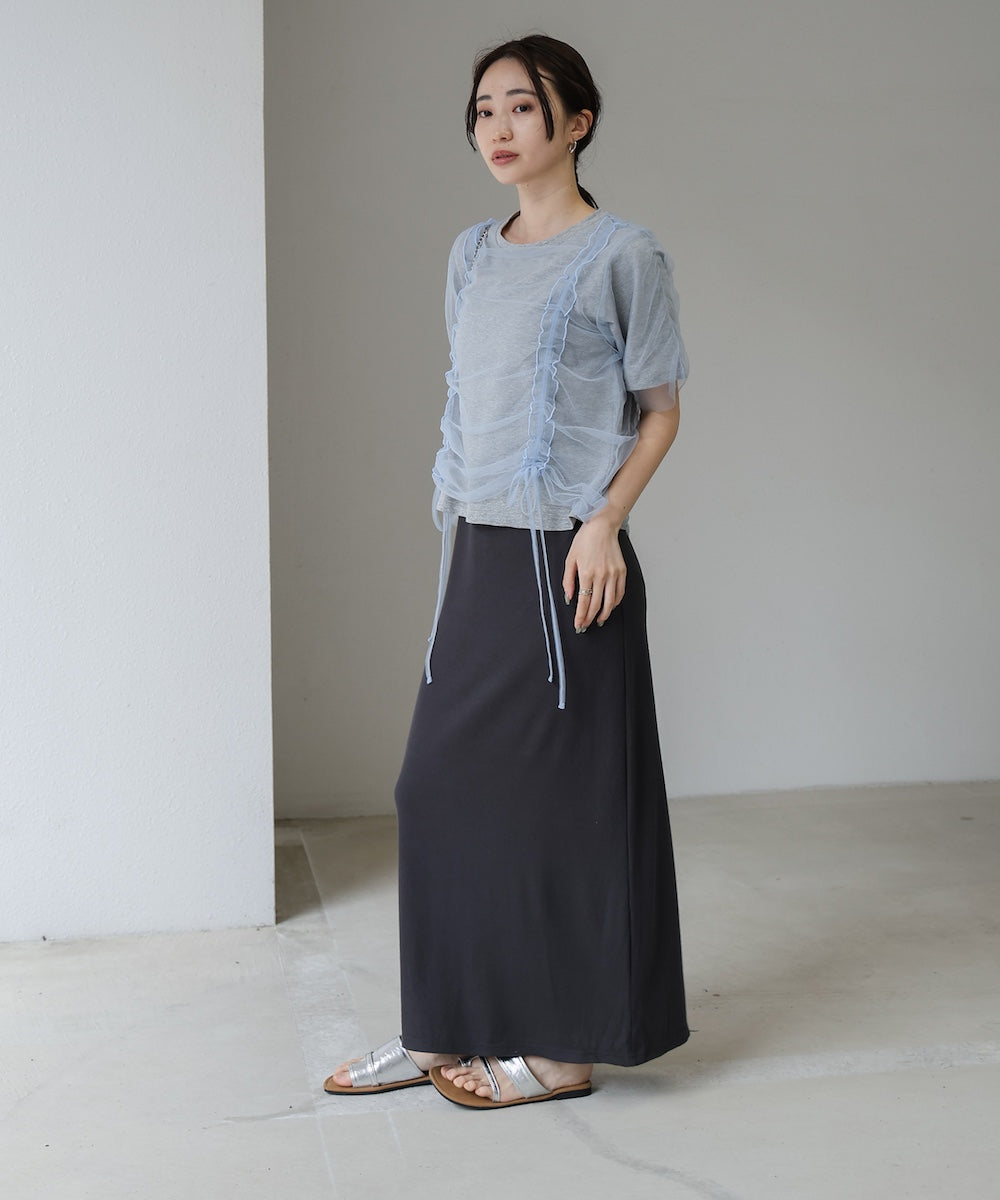 チュールギャザーＴシャツ