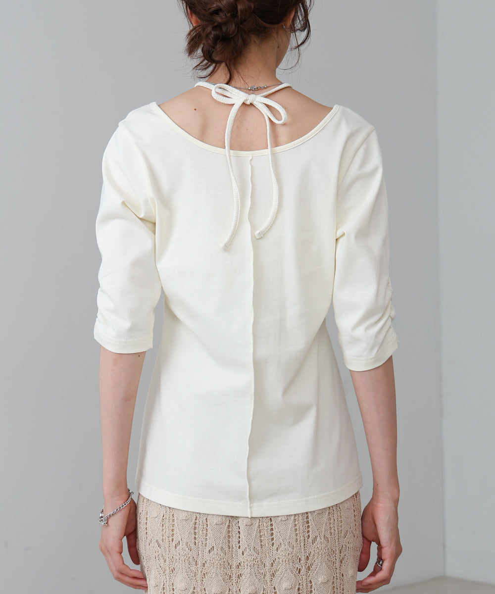 レイヤード風フロントジップトップス