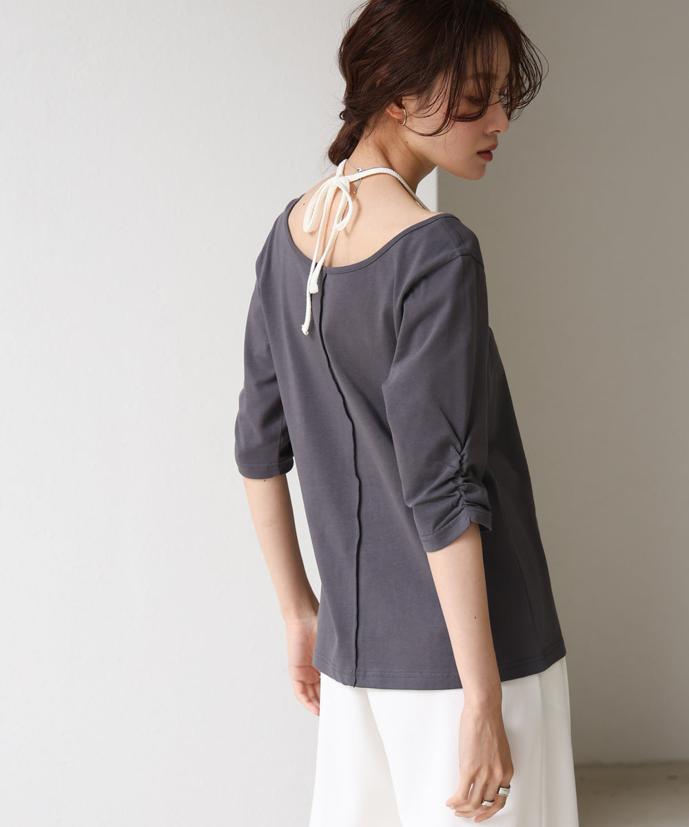 レイヤード風フロントジップトップス