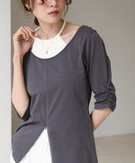 レイヤード風フロントジップトップス