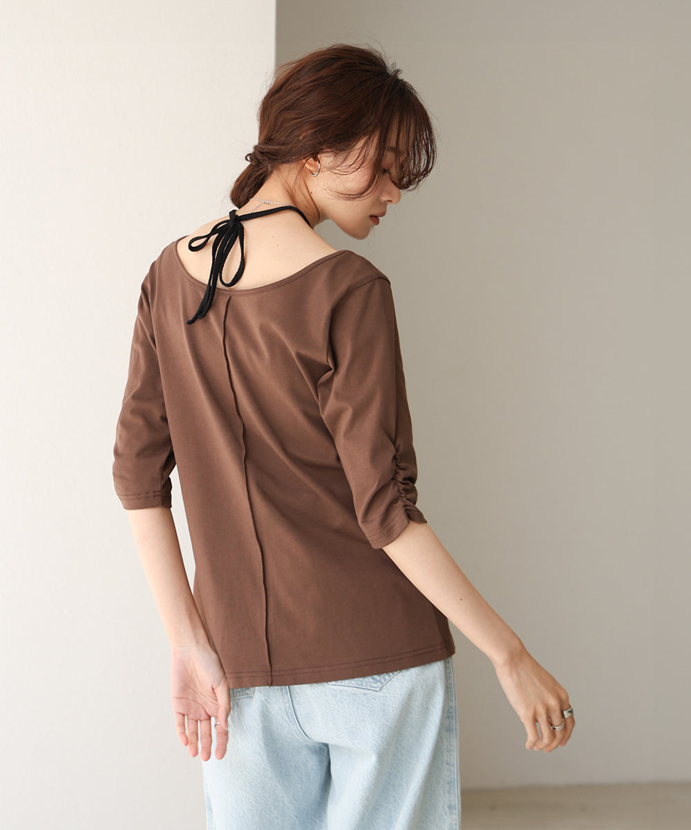 レイヤード風フロントジップトップス