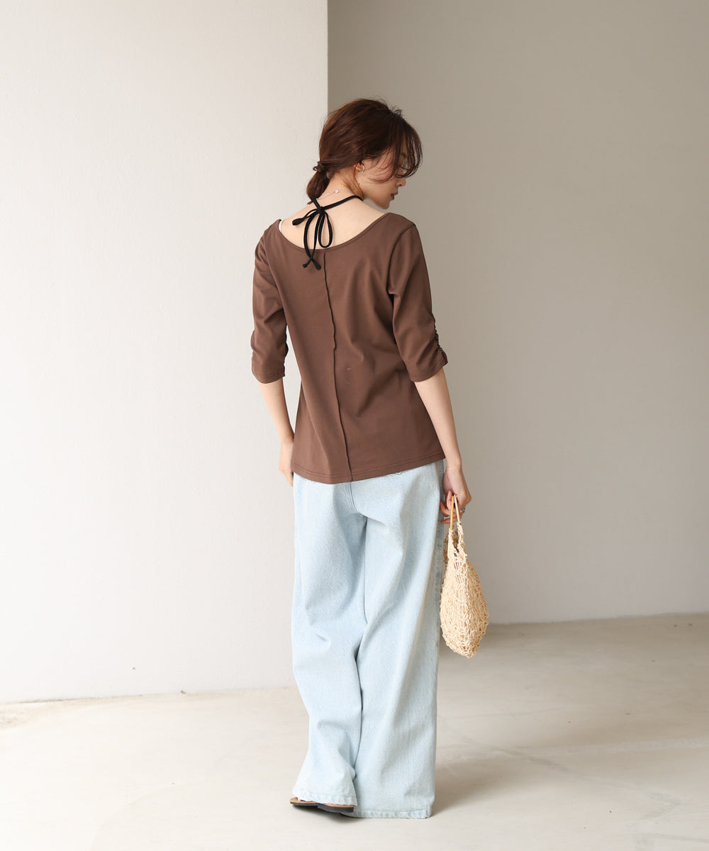 レイヤード風フロントジップトップス